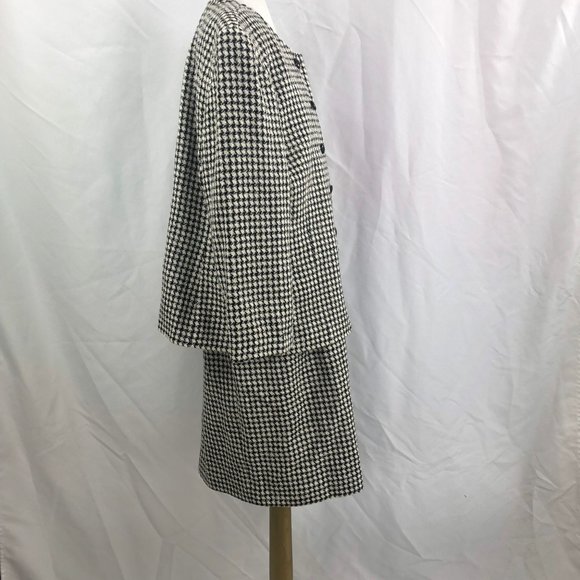 Vintage Pendleton Wool Black White Houndstooth Separates Suit Blazer Jacket Skir - Picture 7 of 15